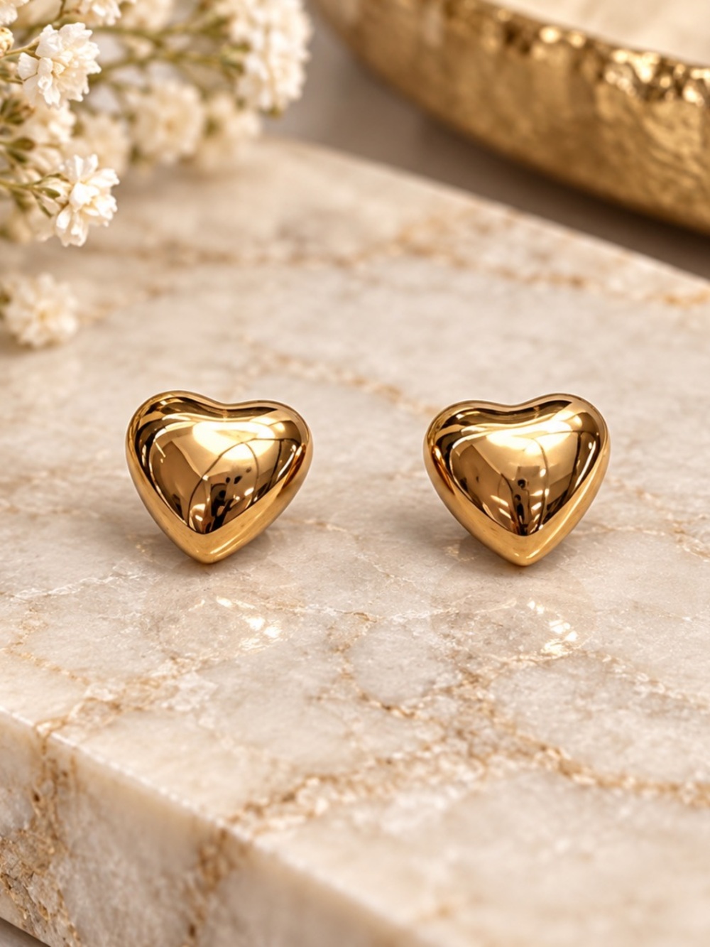 Polished Heart Stud Earrings